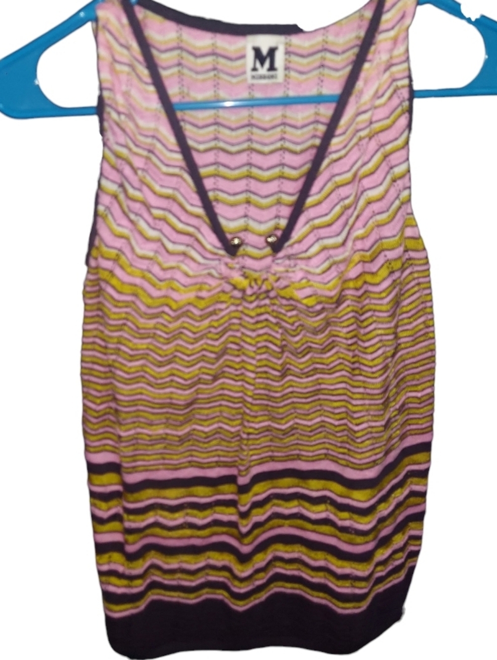 Missoni Chevron Knit U Ring Neckline Sleeveless Tank